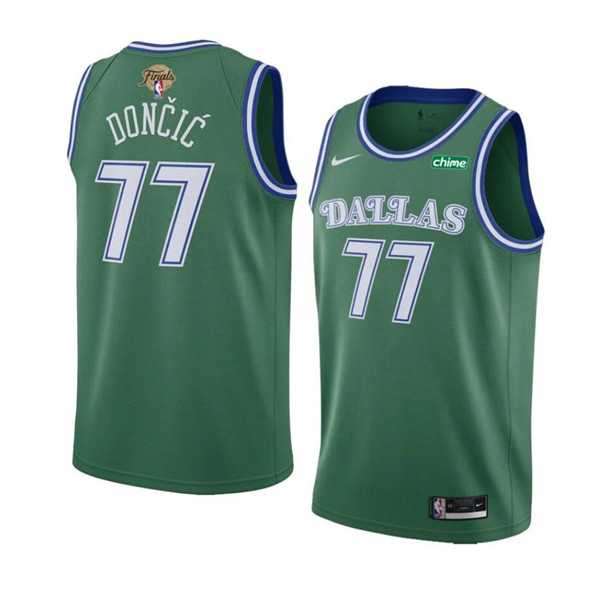Men%27s Dallas Mavericks #77 Luka Doncic Green 2024 Finals Classic Edition Stitched Basketball Jersey Dzhi->dallas mavericks->NBA Jersey